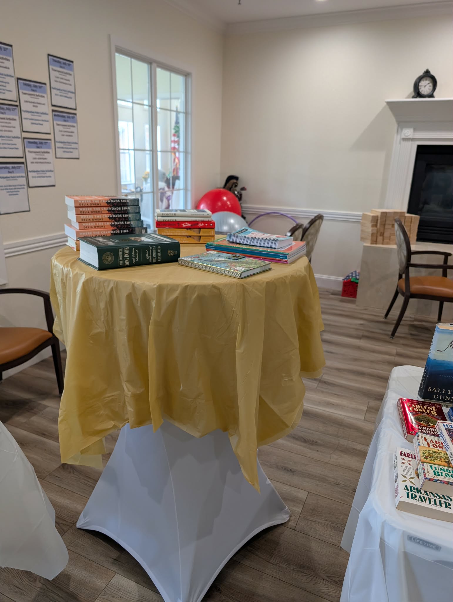 Activity room setup for social event