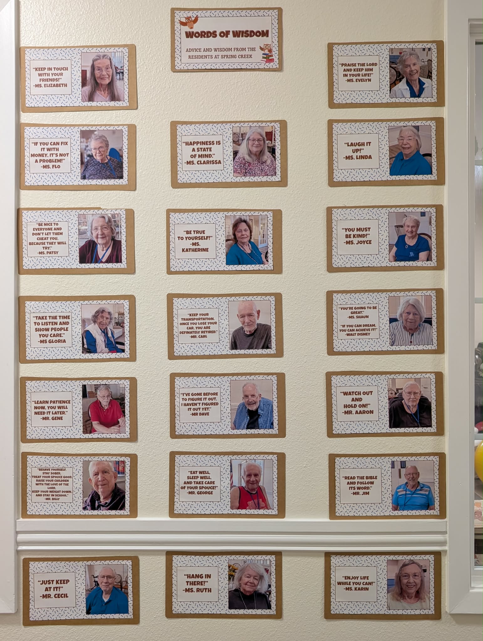 Words of Wisdom display